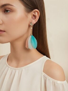 Boho Feather Dangle Earrings Butterfly Festival Statement